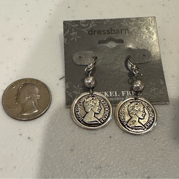 NWT 2 packs -4 total pairs of silver tone earrings. Dress Barn coins; 3 pr hoops - Picture 5 of 11